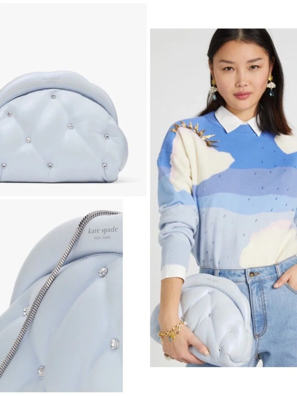 Kate Spade Shade Quilted Cloud Clutch Blue